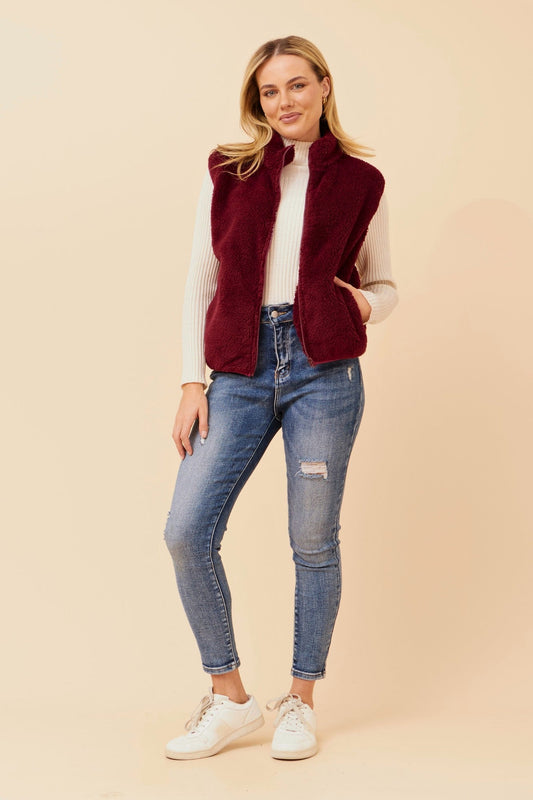 Caroline Morgan Australia ZABRINA FAUX FUR VEST (Red)