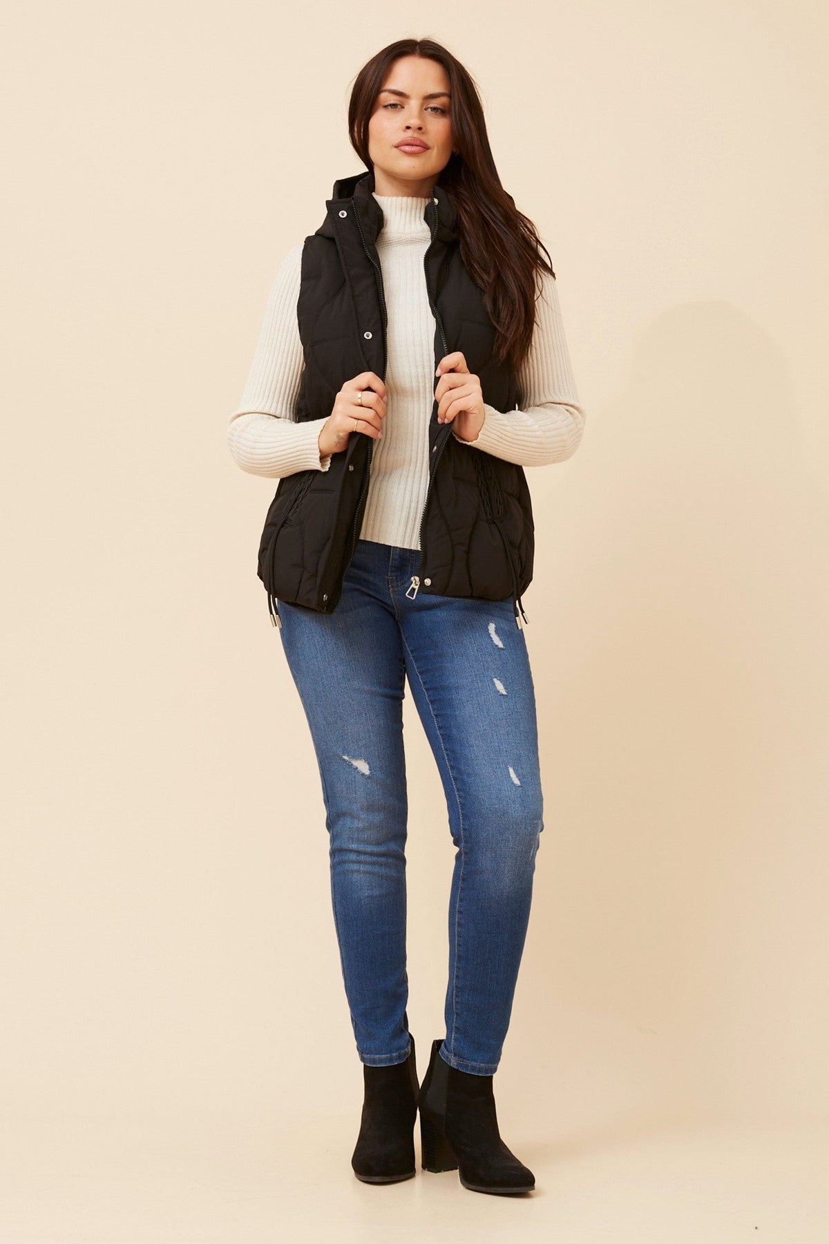 ALEJANDRA SOLID PUFFER VEST (Brick)
