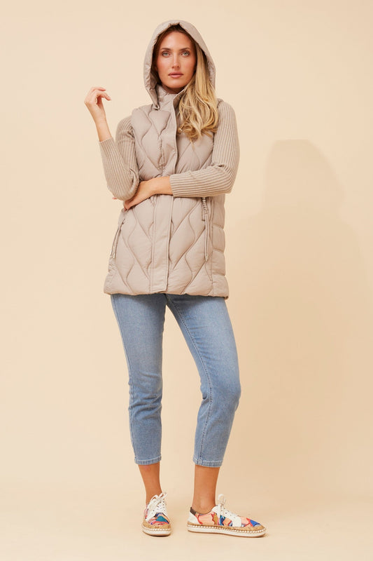 TILBA SOLID PUFFER VEST (Cement)