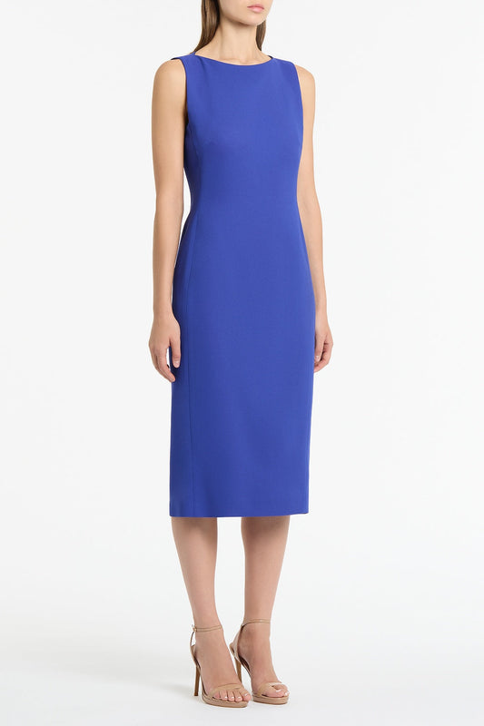 Carla Zampatti Violet Crepe Sheath Dress (Blue)