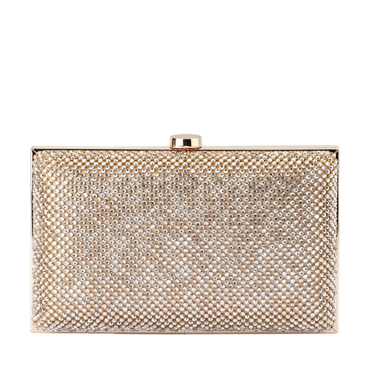 Olga Berg VIVIANA Crystal Mesh Clutch (Gold)