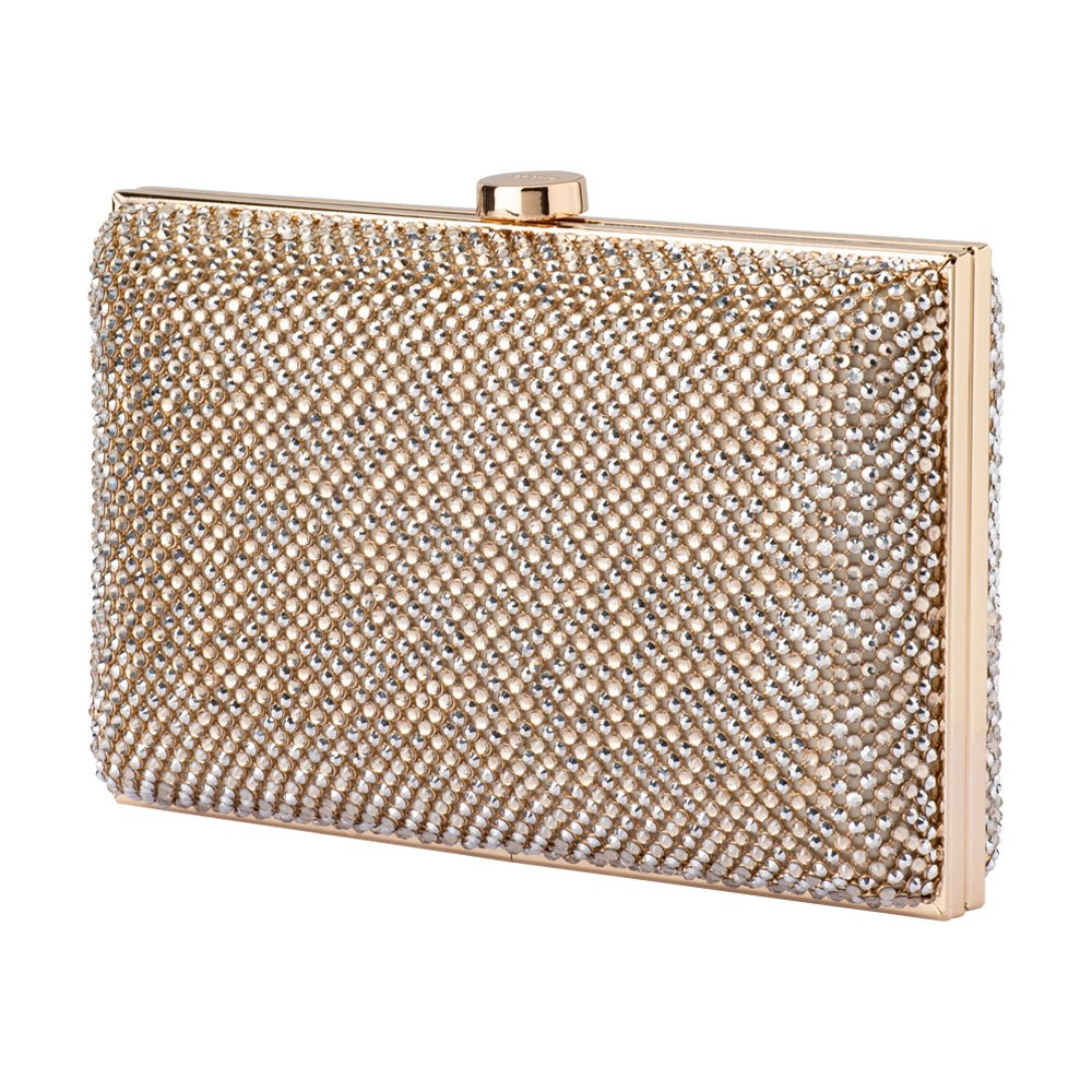 Olga Berg VIVIANA Crystal Mesh Clutch (Gold)
