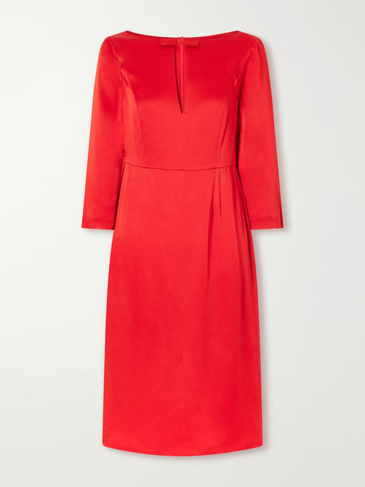 BERNADETTE Eleni Bow-detailed Satin Midi Dress