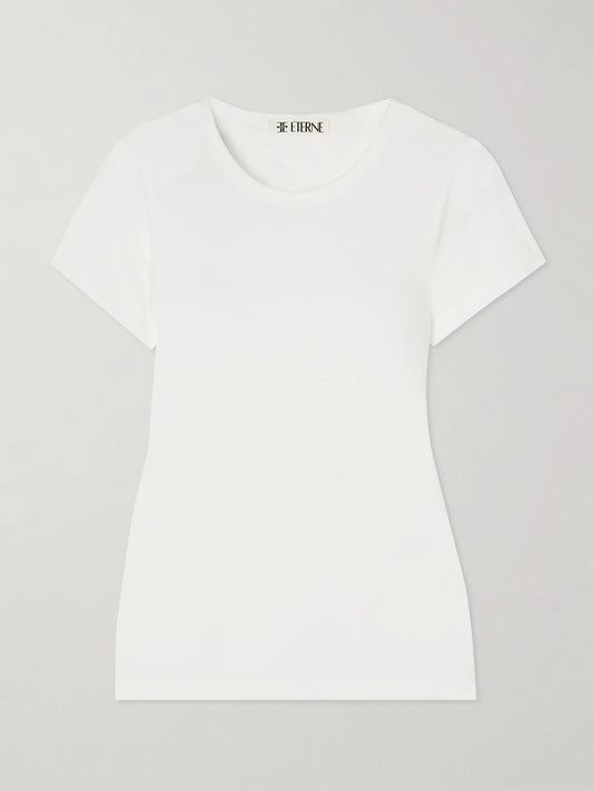 Short Sleeve Baby Tee Cotton And Modal-blend Jersey T-shirt