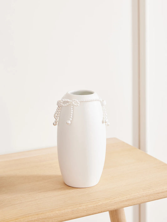 Completedworks Pearl-effect Bead-embellished Ceramic Vase