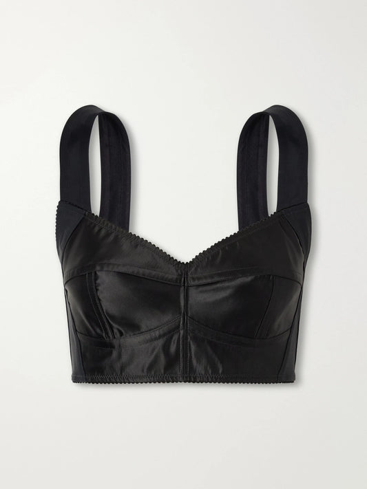 Dolce & Gabbana Cropped Paneled Satin Bustier Top