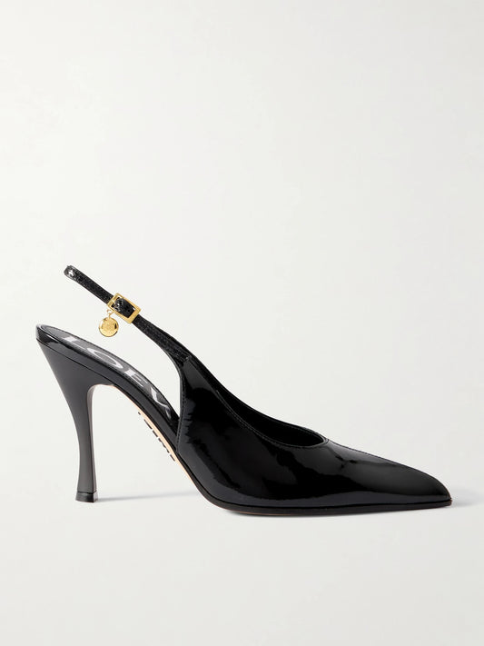 LOEWE New Comic Embellished Paneled Leather Slingback Pumps