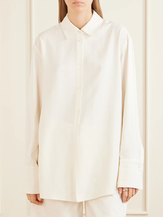 KALLMEYER Mollie Sequin-embellished Striped Twill Shirt
