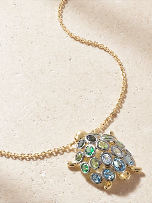 Yvonne Léon Tortue 9-karat Gold Multi-stones Necklace