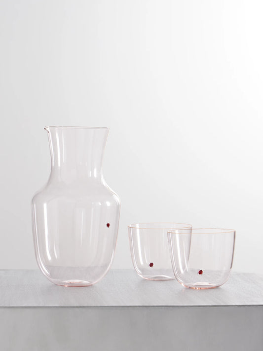 Alpha Set Of Two Crystal Glass Tumblers And Pitcher