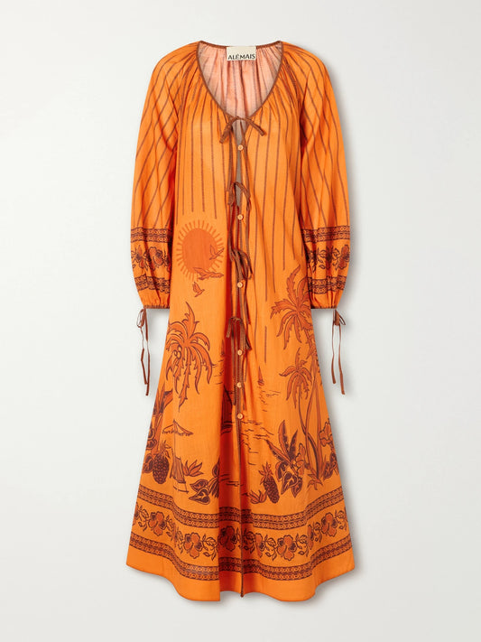 ALÉMAIS Boathouse Printed Cotton-voile Midi Dress