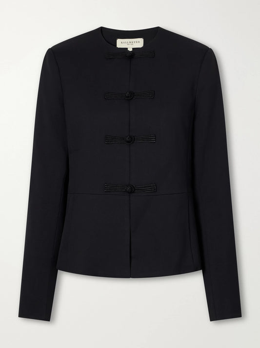 KALLMEYER Tilda Collarless Wool-blend Gabardine Jacket