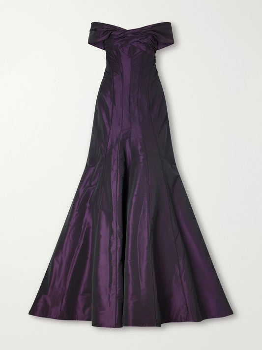Marmar Halim Paneled Taffeta Corset Gown