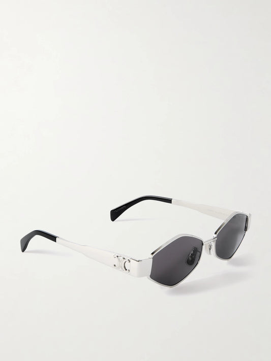 Triomphe Hexagon-frame Silver-tone Sunglasses