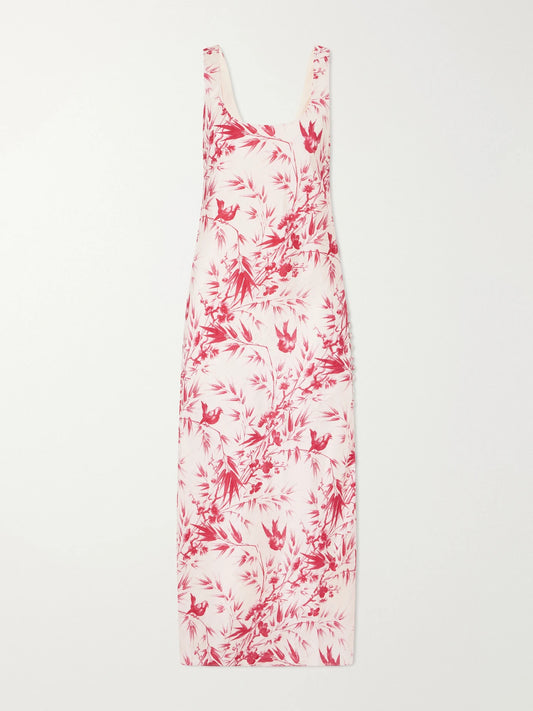 Adele Printed Silk Midi Dress