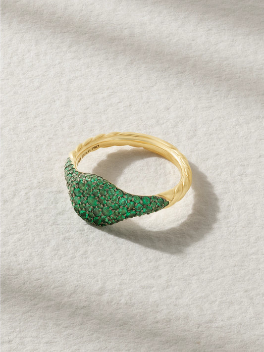 18-karat Gold Emerald Pinky Ring