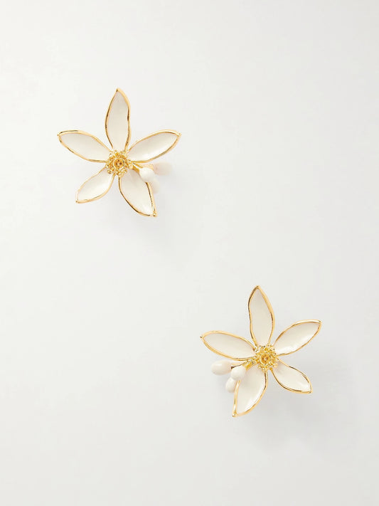 Oscar de la Renta Orange Blossom Gold-tone Earrings