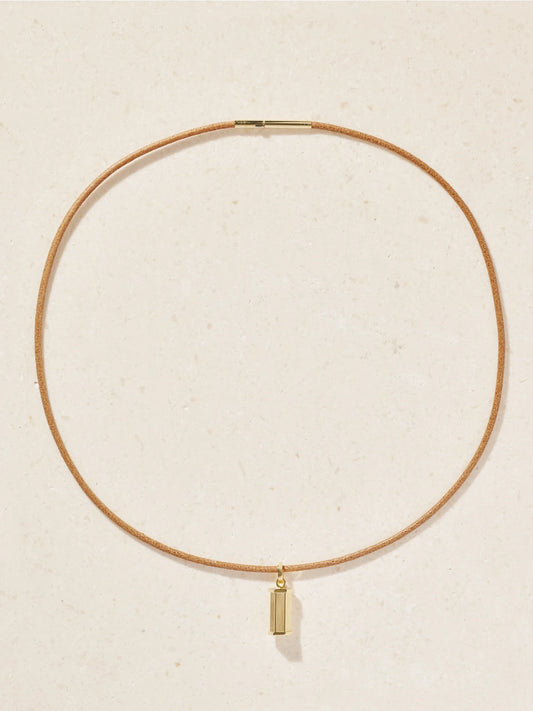 Marie Lichtenberg Micro Weight 18-karat Gold And Leather Necklace