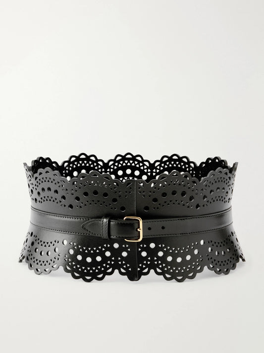 Laser-cut Leather Waist Belt
