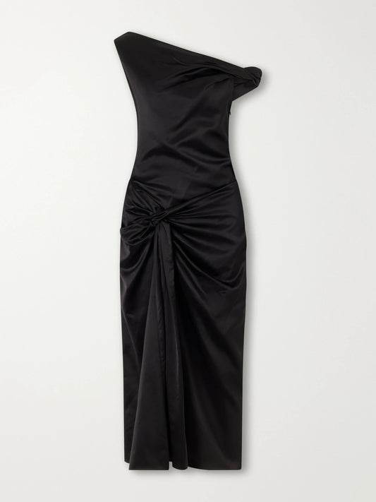 Dries Van Noten Draped Knot-detail Satin Midi Dress
