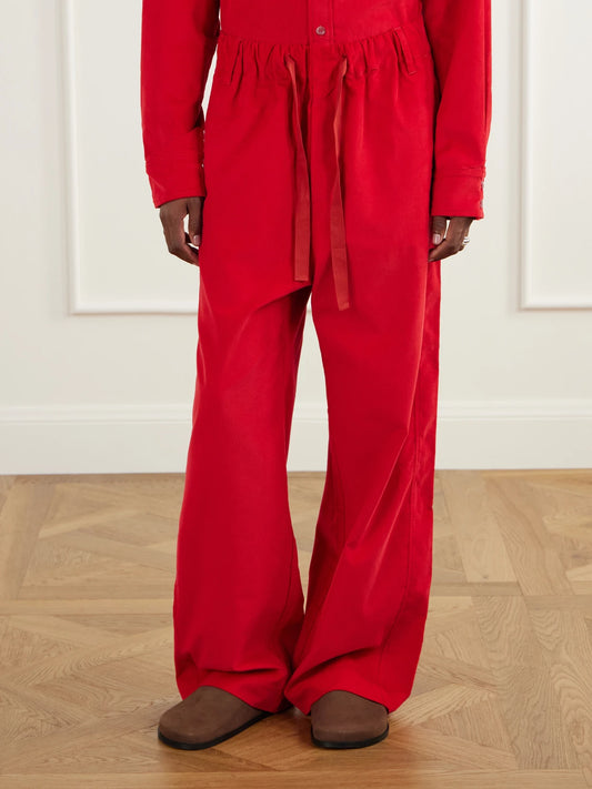 Sanderlak Drawstring Cotton-corduroy Straight-leg Pants