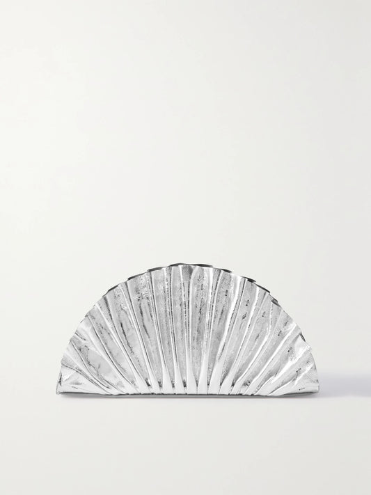 Nala Ruched Metallic Leather Clutch