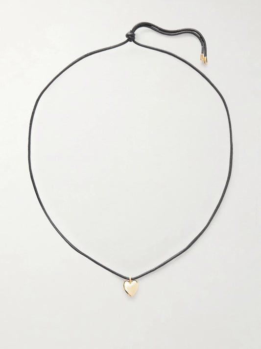 Puffy Heart Gold-plated And Leather Choker