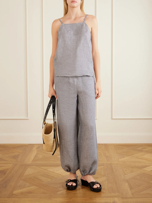 Bienheureux Linen Straight-leg Drawstring Pants