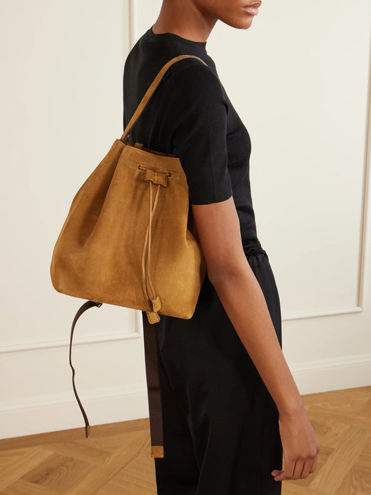 Suede Drawstring Backpack