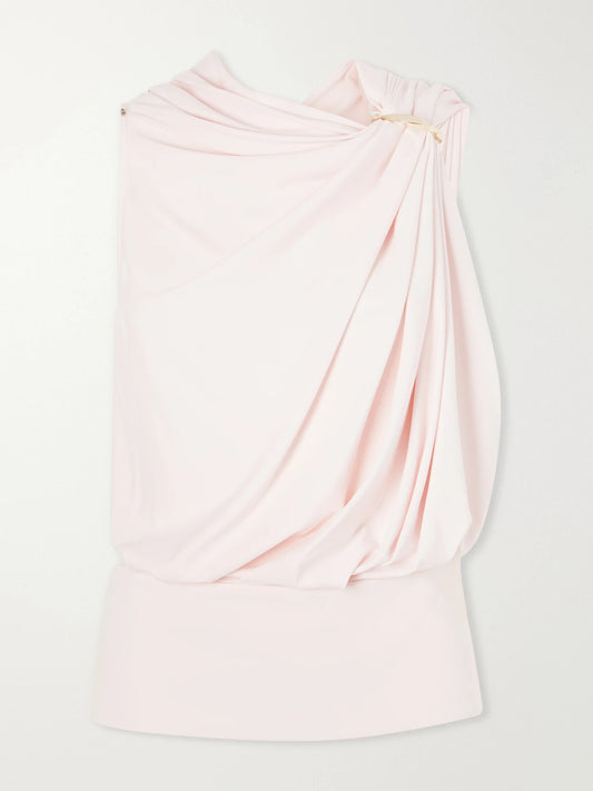 Lacuna Embellished Draped Jersey Blouse