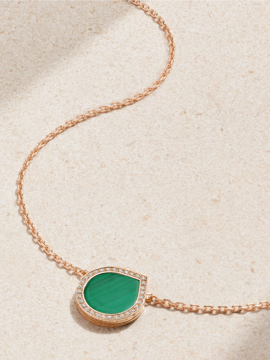 Antifer 18-karat Rose Gold, Malachite And Diamond Necklace