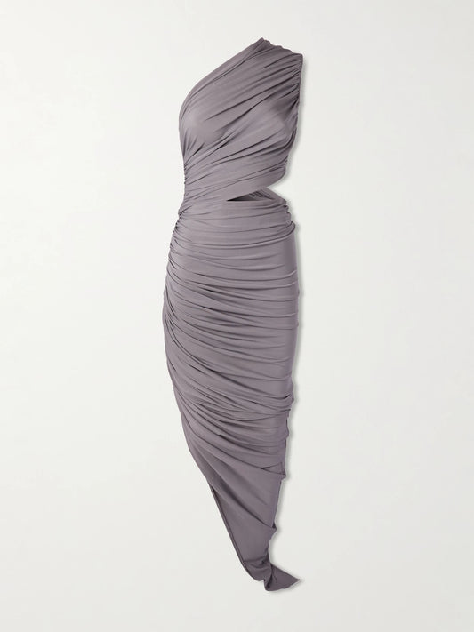 One-shoulder Asymmetric Cutout Stretch-jersey Dress