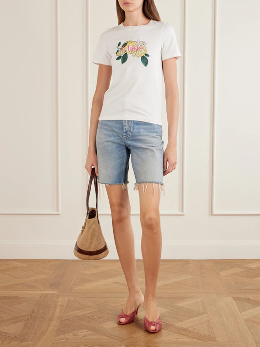 Leather-trimmed Raffia Tote Bag