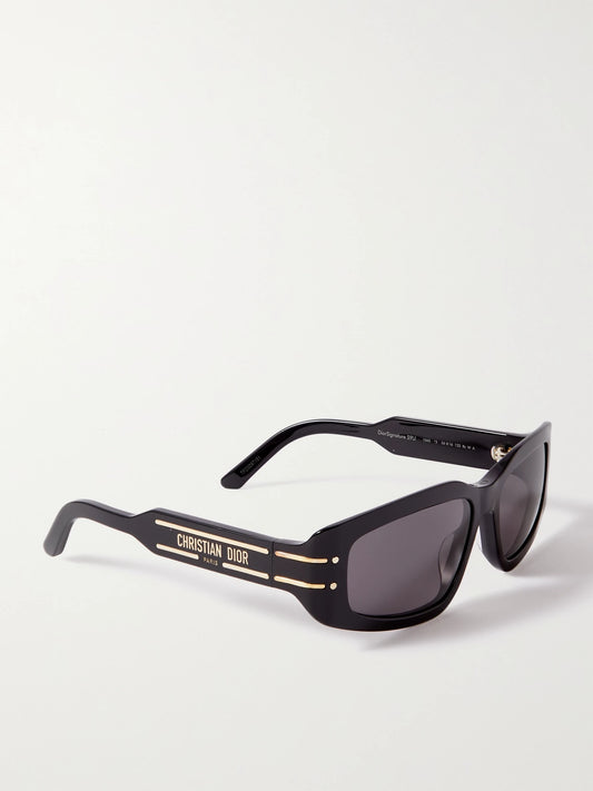 Diorsignature S9u Rectangular-frame Acetate And Gold-tone Sunglasses