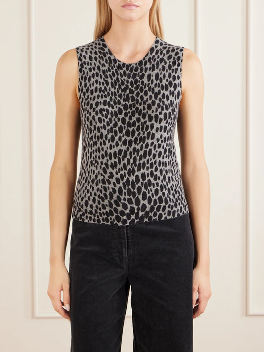 Nili Lotan Nessa Leopard-jacquard Cashmere Tank