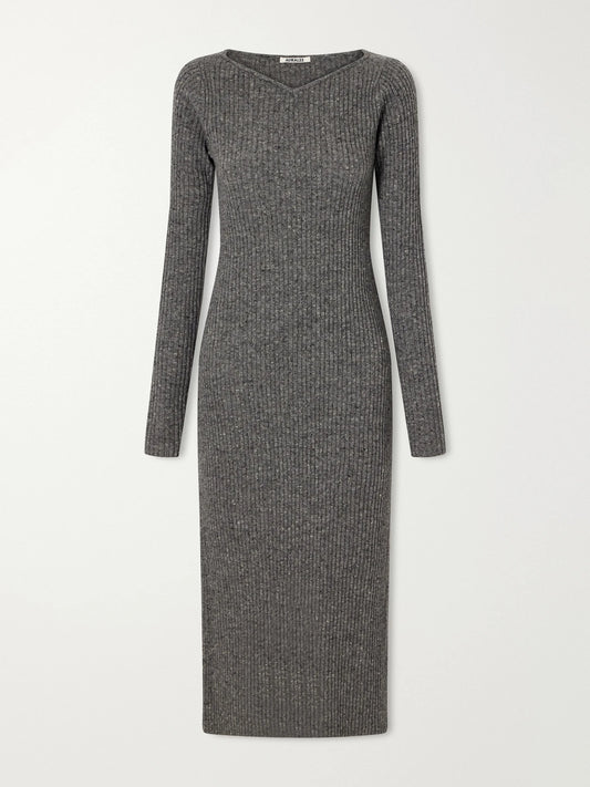 Auralee Ribbed Cashmere Midi Dress