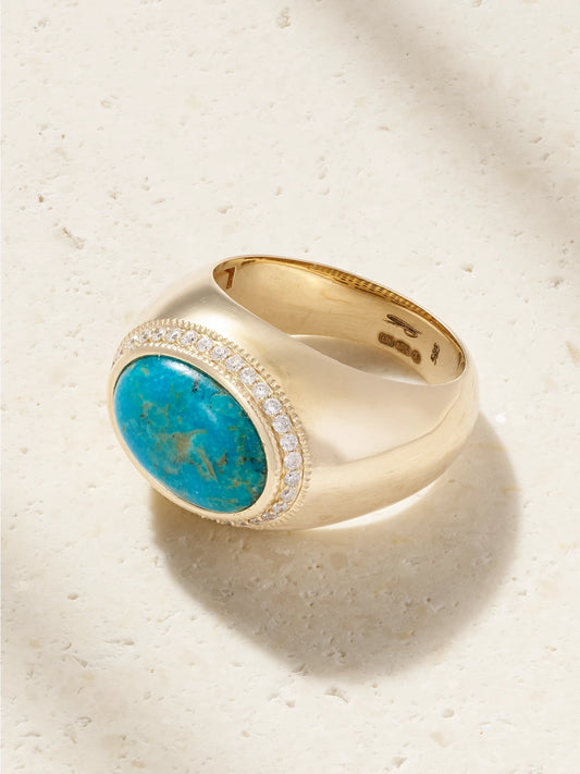 Jacquie Aiche 14-karat Gold, Turquoise And Diamond Ring