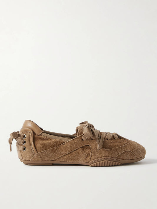 Leather-trimmed Paneled Suede Sneakers