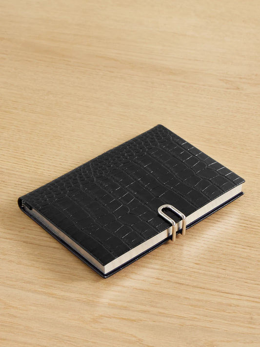 Smythson Mara Croc-effect Leather Notebook