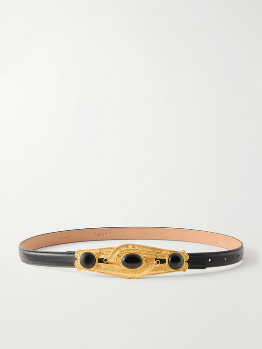Sonia Petroff Eterna Gold-tone, Leather And Resin Belt