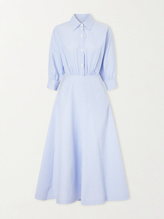 Striped Cotton-poplin Midi Dress