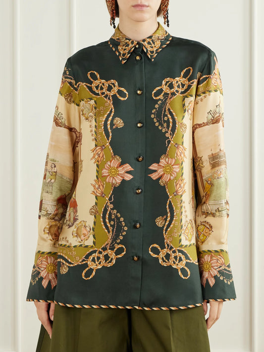Zimmermann Valiant Printed Silk-twill Shirt
