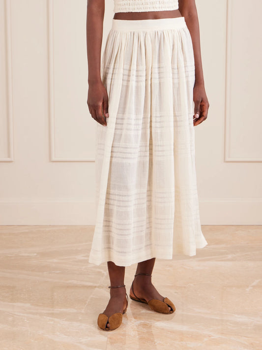 Freye Striped Cotton Midi Skirt