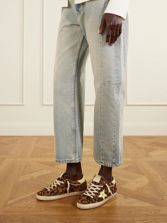 Golden Goose Super-star Horsy Distressed Animal-print Calf-hair And Leather Sneakers
