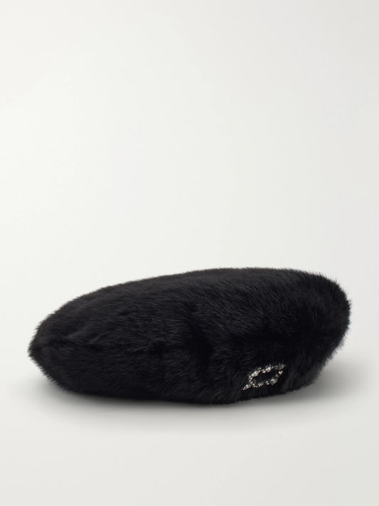 Roger Vivier Crystal-embellished Plush Beret