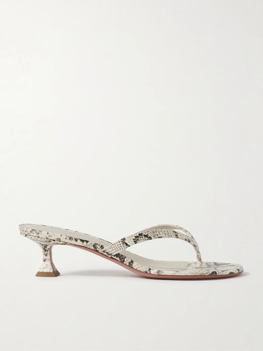 Amina Muaddi Juliette Snake-effect Leather Sandals