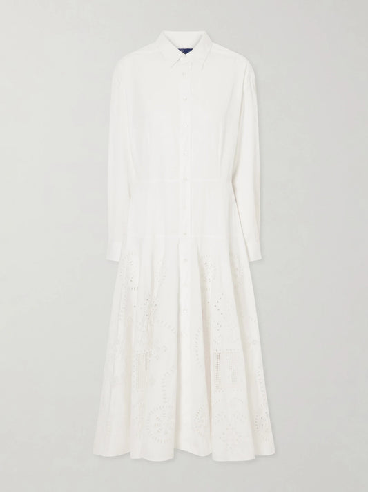 Broderie Anglaise Cotton Midi Dress