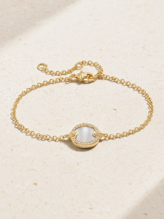 Elements Center Station 18-karat Gold, Mother-of-pearl And Diamond Bracelet