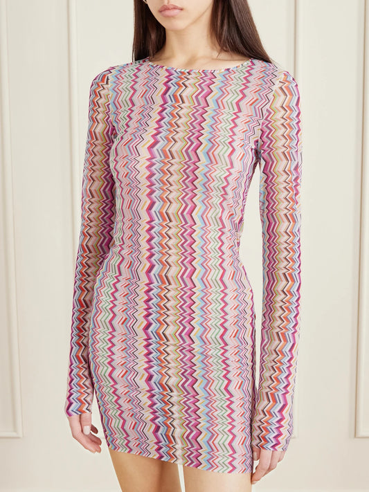 Striped Stretch-jersey Mini Dress