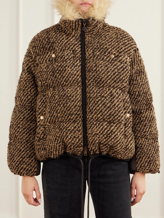 Moncler Dynamique Plush-trimmed Bouclé Quilted Down Jacket